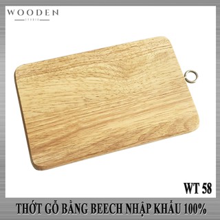 Thớt gỗ hình chữ nhật có móc treo 100% bằng gỗ beech nhập khẩu - Wooden Studio