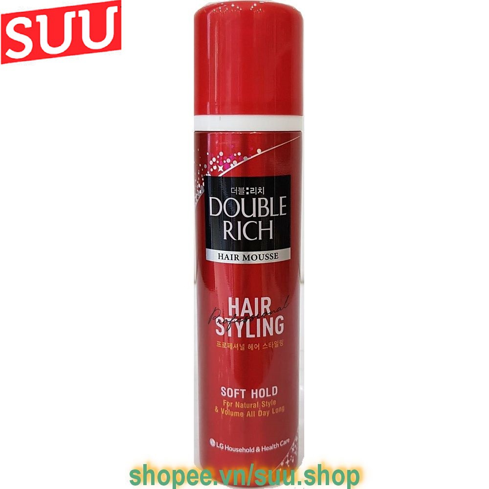 Mousse Tạo Kiểu Tóc 150ml Double Rich Giữ Nếp Tóc Tự Nhiên, Nuôi Dưỡng Tóc Bồng Bềnh, suu.shop cam kết 100% chính hãng.