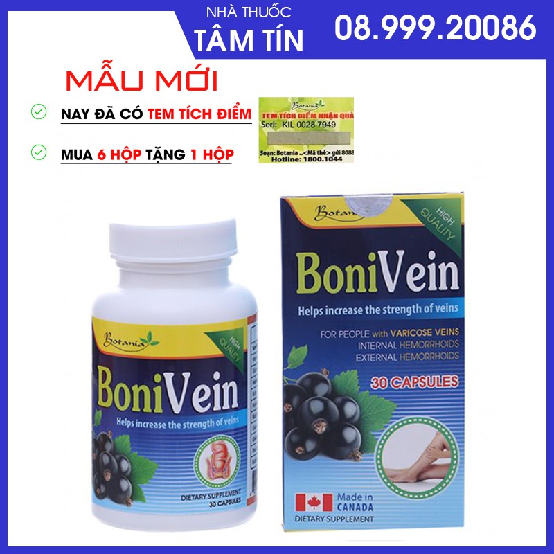 [Tích điểm Mua 6 tặng 1] BONIVEIN nhập khẩu chính hãng -phòng ngừa suy giãn tĩnh mạch, trĩ (Hộp 60 viên)