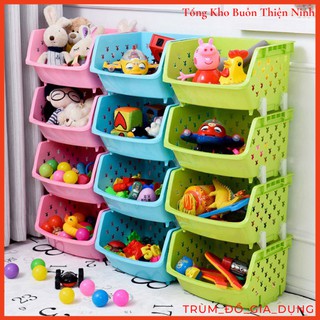 Kệ rổ nhựa 4 tầng đựng đồ đa năng tháo lắp tiện lợi