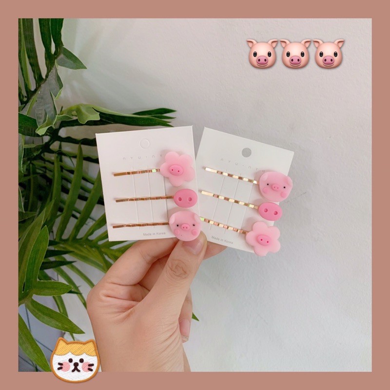Kẹp tóc, kẹp tăm cute dễ thương cho bạn gái hình heo hồng