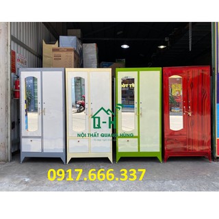 Tủ sắt đựng quần áo 2 cánh sơn dầu 1m6x90cm nhiều màu