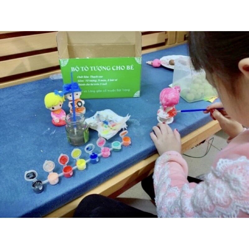Bộ Tô Tượng Thạch Cao Cho Bé ,10 Tượng , Kèm Màu  Và Bút ,Bát Tràng