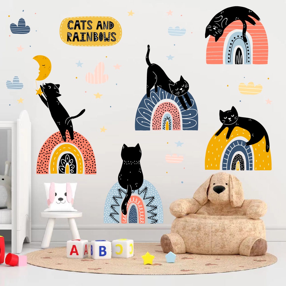 Set 50 Miếng Dán Tường Hình Động Vật Hoạt Hình Dễ Thương Trang Trí Phòng Cho Bé