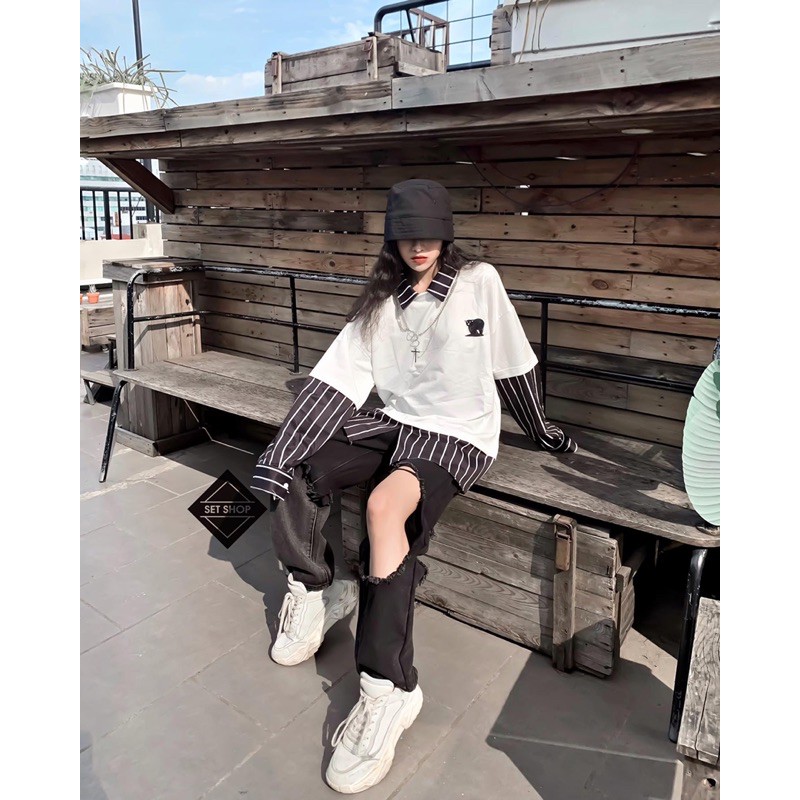 Quần baggy jean đen rách gấu ( mặc được 2 kiểu ạ ) | BigBuy360 - bigbuy360.vn