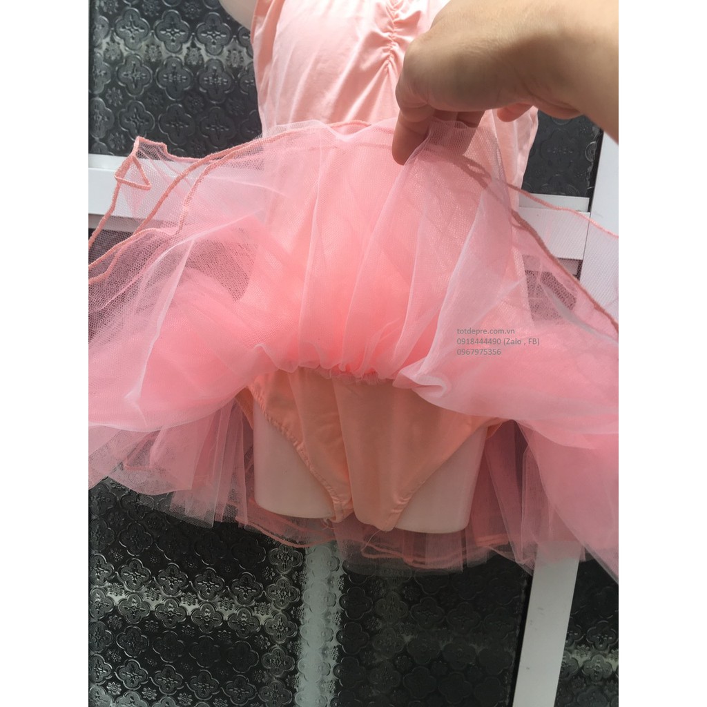 Váy múa bale sát nách ren đẹp thun cotton cho bé tập múa thoải mái