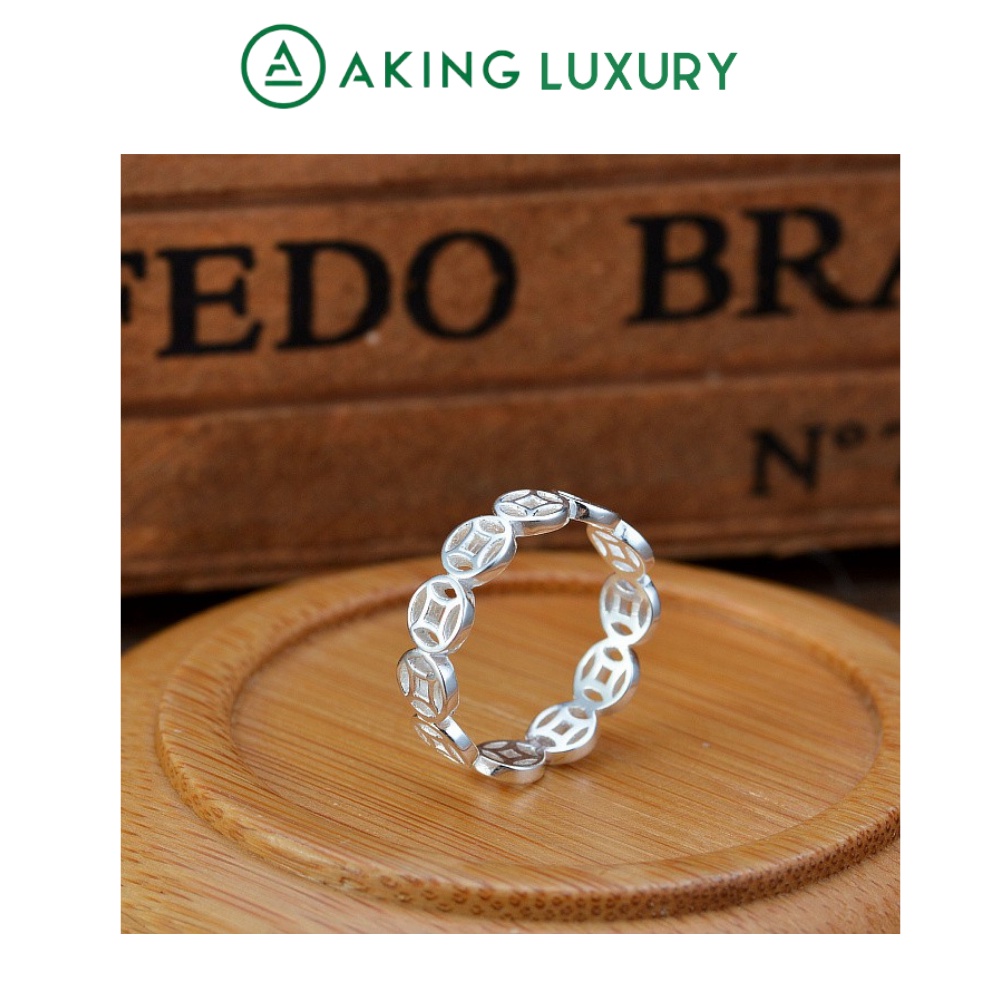 Nhẫn bạc AKING LUXURY AK17 cao cấp, nhẫn bạc nữ kim tiền mang đến sự tài lộc, phong thủy. Bộ sưu tập nhẫn trơn 2021