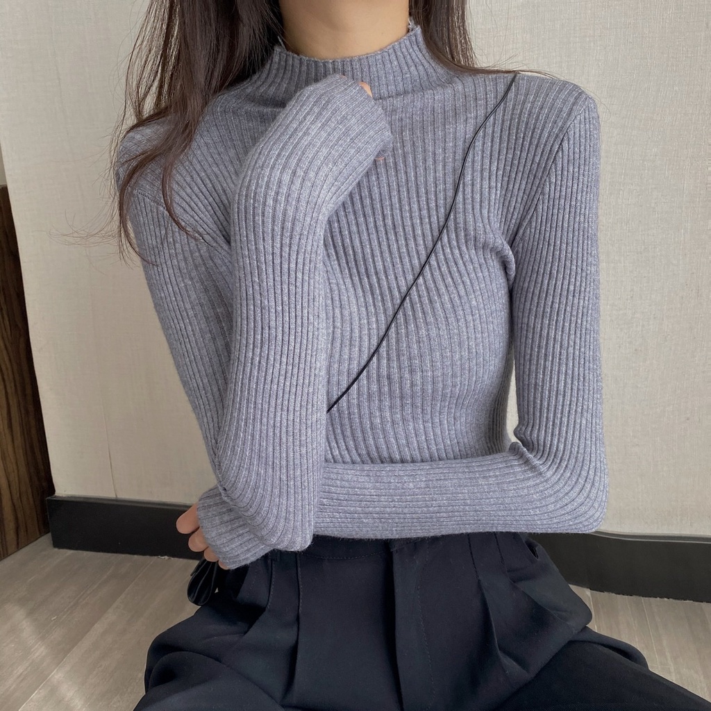 Áo len cổ lọ dài tay thời trang nữ