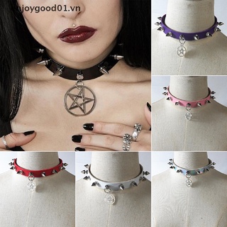 {enjoygood} Gothic Star Pendant Rivet Choker Women Punk Leather Neckalce Sexy Jewelry .