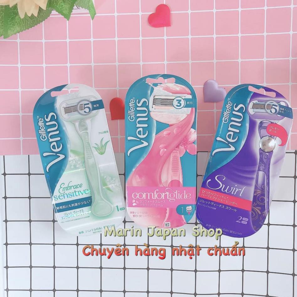 (Nội địa Nhật) Dao Cạo lông body toàn thân Nữ Gillette Venus Comfortglide , Swirl ,Embrace sensitive nội địa Nhật Bản