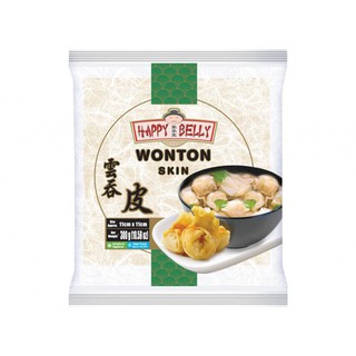 Vỏ Hoành Thánh Wonton Singapore Happy Belly 300gr*11cm*32 lá/ Vỏ Hoành Thánh Wonton Skin - NK Singapore