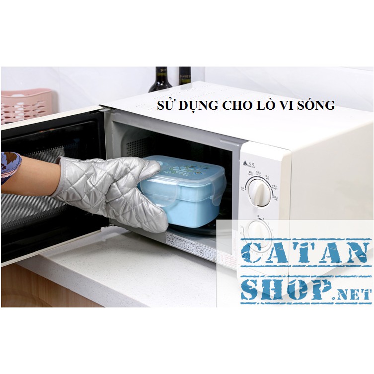 Combo 2bao tay vải bạc dày 2lớp nhấc bếp chống trượt, cách nhiệt cao tránh bỏng an toàn lò nướng, vi sóngGD452-BTay-2Bac