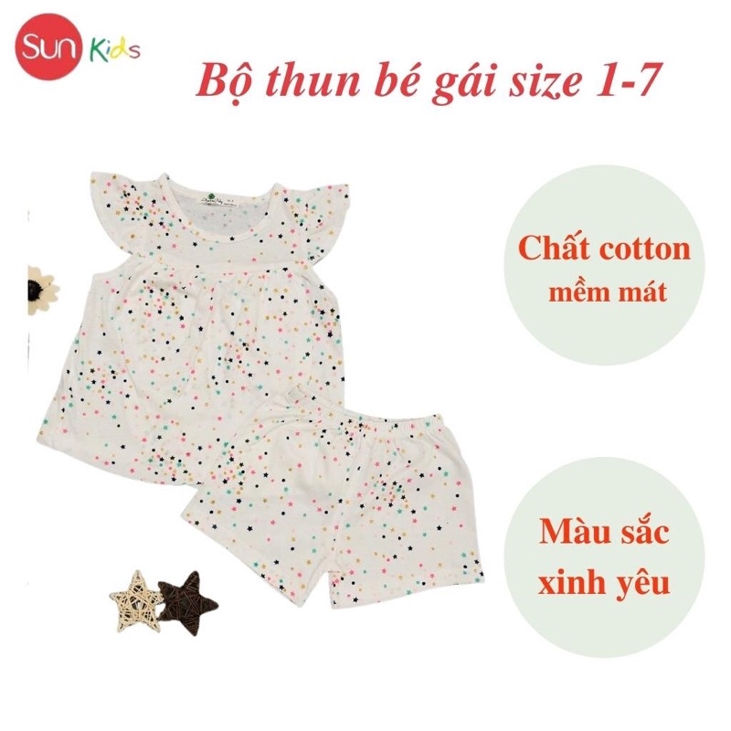 Đồ bộ thun bé gái, đồ bộ trẻ em chất cotton, có nhiều màu, size 5-8 tuổi - SUNKIDS1