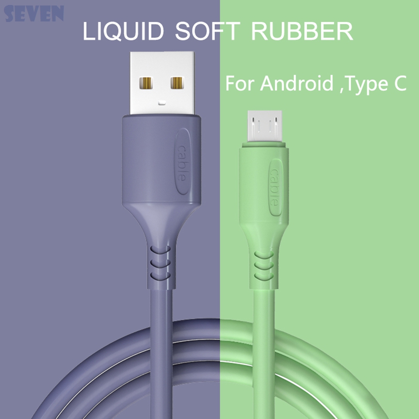 Ready Stock Candy Color Usb Cable Micro USB Type C Liquid Rubber Charge Cable For Samsung Android Fast Charging Magnet Charger