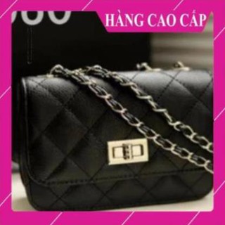 👛ẢNH SHOP CHỤP👛 Túi Đeo Chéo Nữ Thời Trang 96 (Đen Trần Chỉ Khóa Vặn)
