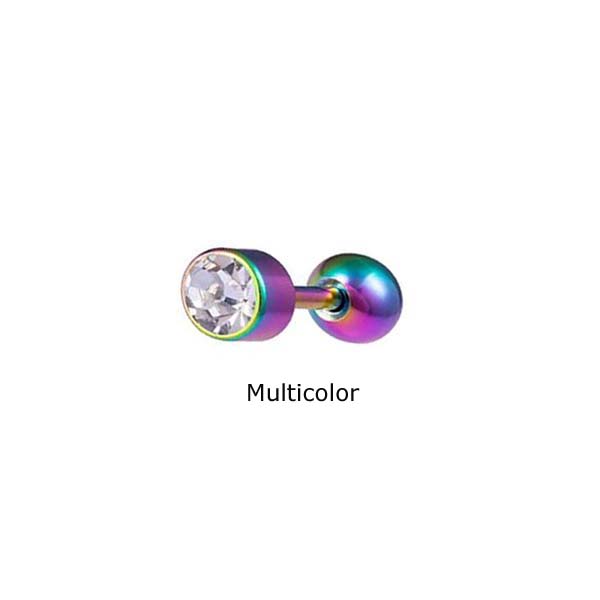 Khuyên tai bằng thép không gỉ dài 8mm đính ngọc nhân tạo zircon thời trang