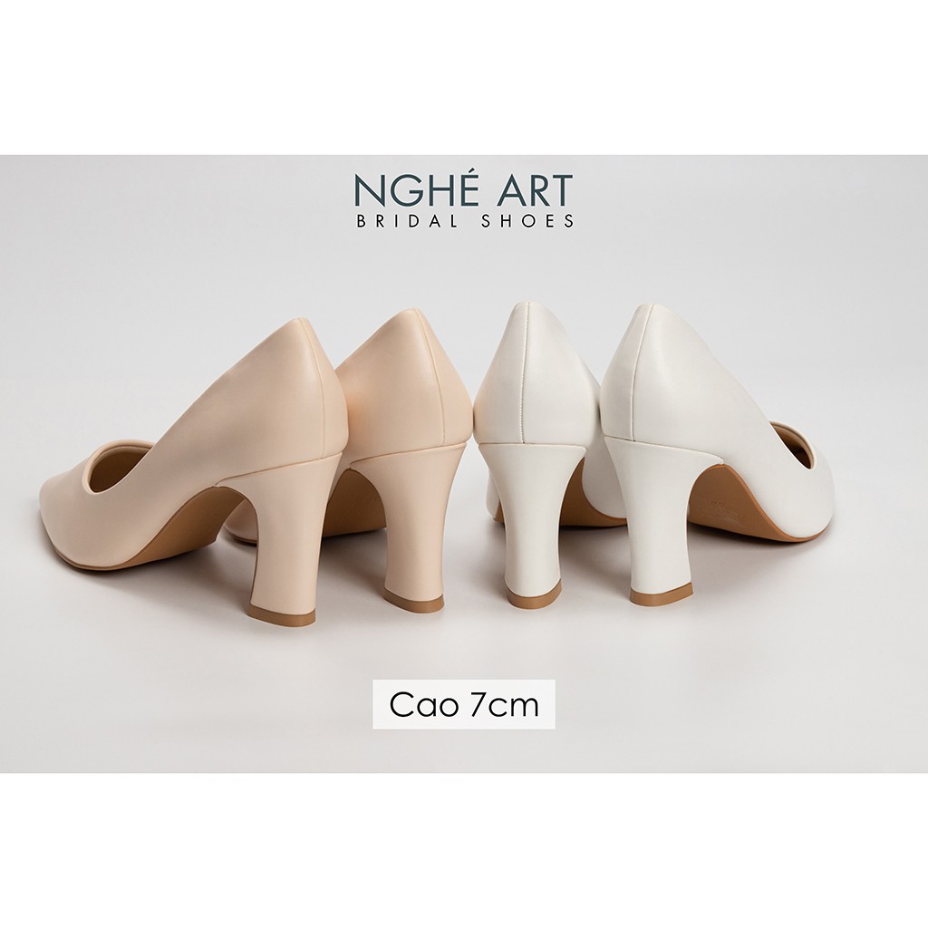 Giày cưới Nghé Art basic bít mũi gót vuông 221