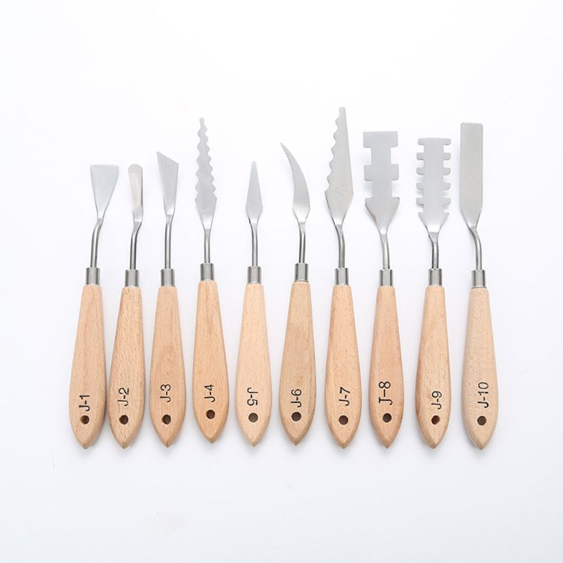 Set 10 Lưỡi Dao Bằng Thép Không Gỉ Dùng Để Trộn Màu Vẽ Tranh Sơn Dầu