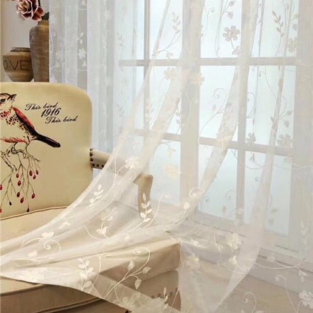 Vải voan thêu  cho khách tự may rèm khổ cao 2m8