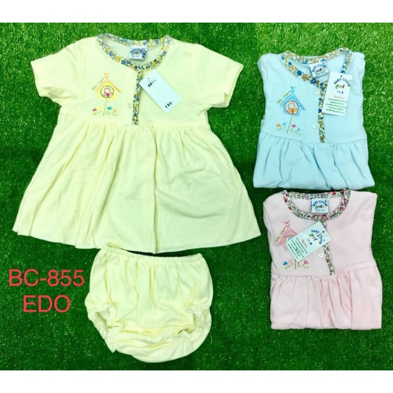 Áo đầm thun cotton cho bé từ 0 đến 12 tháng hàng Thailand BaBy Charm