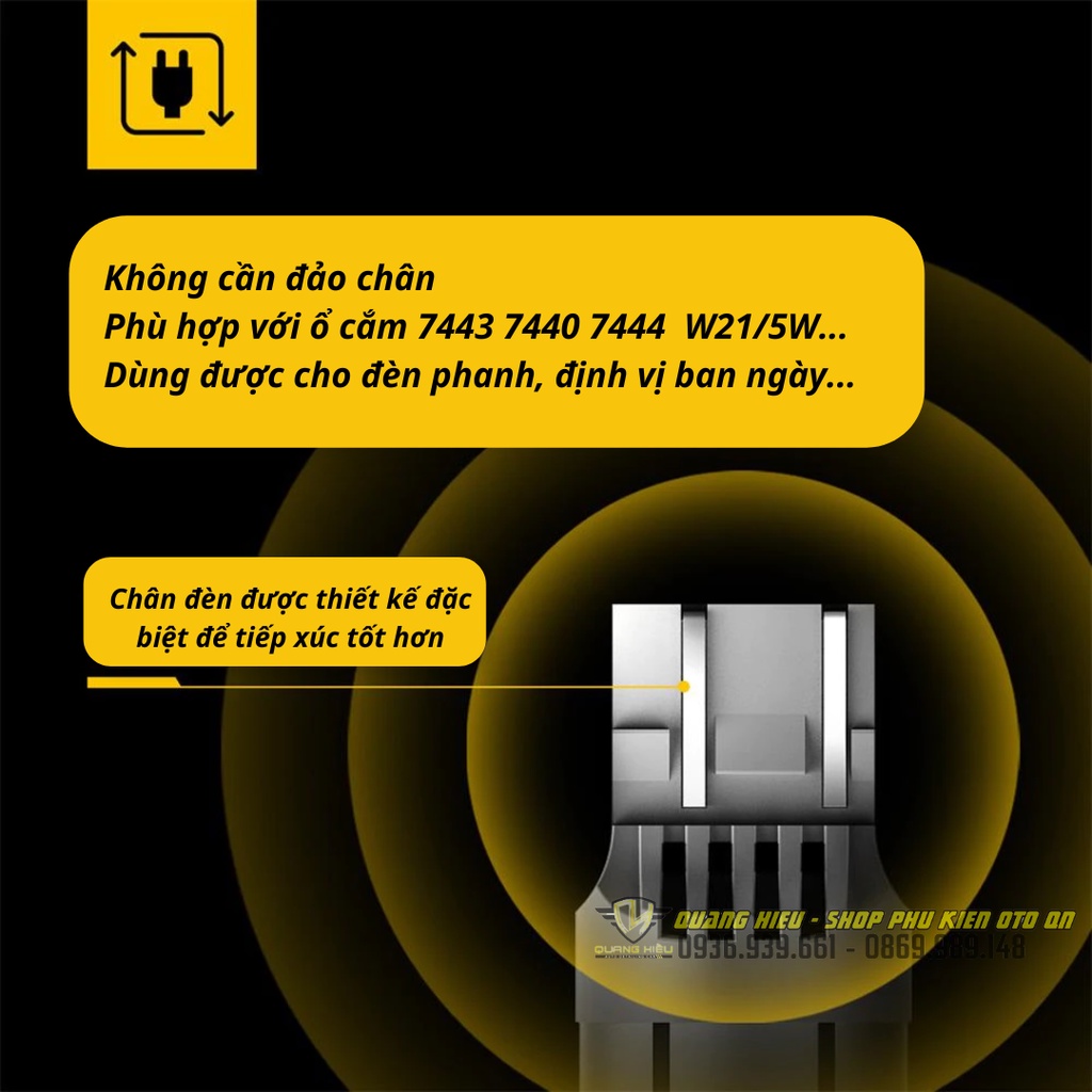 Đèn Led T20 màu đỏ 7440 7443 canbus, 2 chế độ phanh, daylight, đèn ban ngày xe Vinfast Fadil