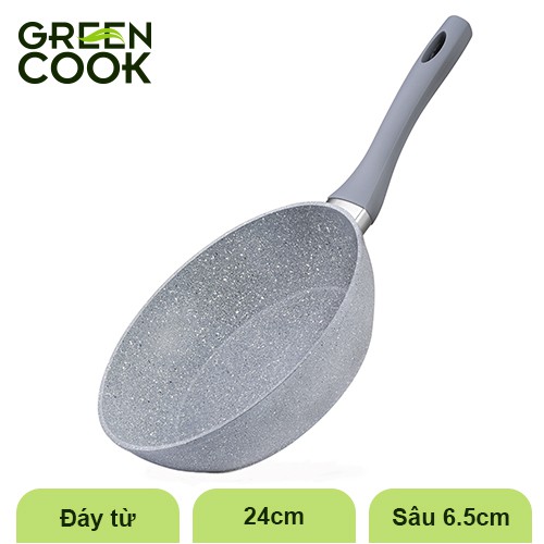 Bộ 3 chảo chống dính Green Cook đáy từ vân đá đủ kích cỡ - Hàng chính hãng