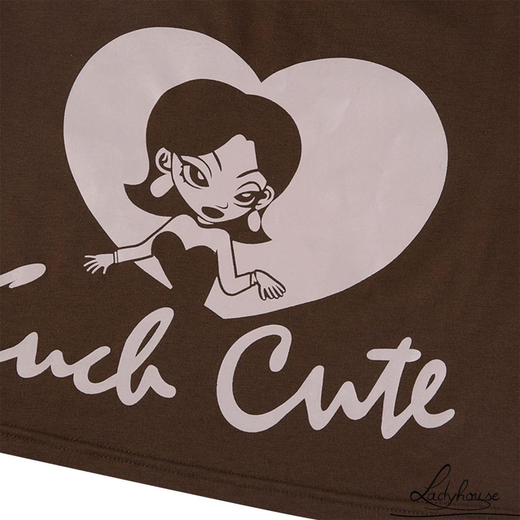 LD-Women Crop Shirt, Short Sleeve Round Neck Wrapped Elastic Tops Street Casual Party Cartoon Print Tops