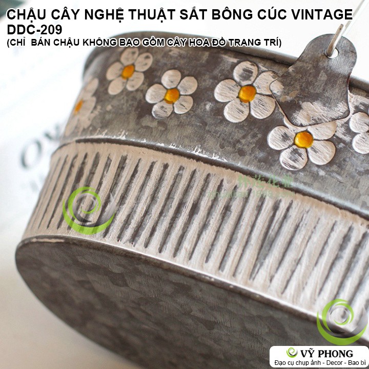 CHẬU CÂY NGHỆ THUẬT SẮT CHẬU HOA SẮT HÌNH BÔNG CÚC VINTAGE TRANG TRÍ CHỤP HÌNH ĐẠO CỤ CHỤP ẢNH SẢN PHẨM INS DDC-209