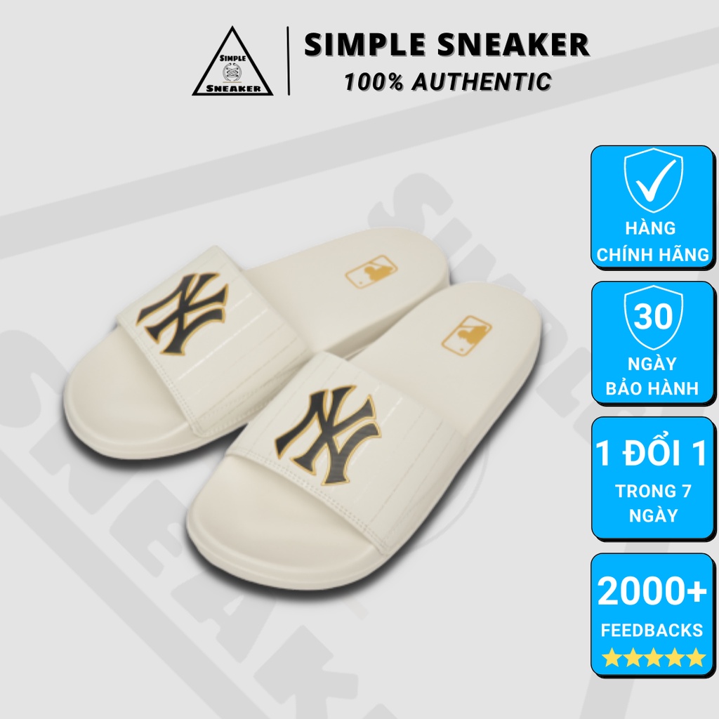 Dép MLB New Mound White Gold CHÍNH HÃNGMLB New Mound New York Yankees Slide - Dép Quai Ngang Hàn Quốc - Simple Sneaker