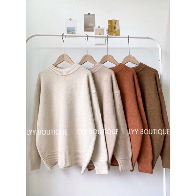 Áo len trơn basic cổ tròn chất len lông thỏ dày Quảng Châu LYY BOUTIQUE | BigBuy360 - bigbuy360.vn