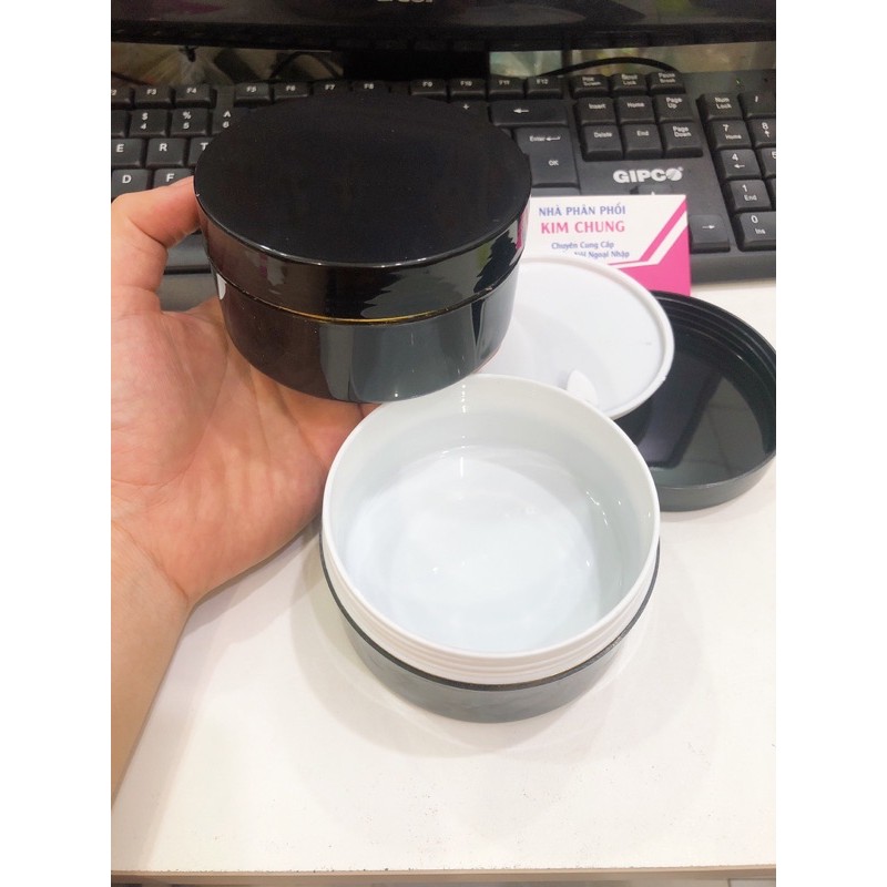 Hủ đựng kem body 250g màu đen viền vàng