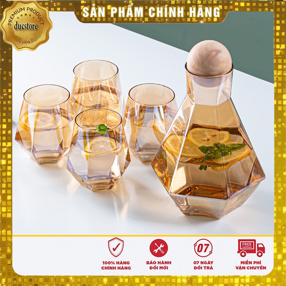 Bộ 6 cốc thủy tinh pha lê kim cương dùng uống rượu whisky cực sang trọng có độ chịu nhiệt lên đến 300 độ C hàng loại 1