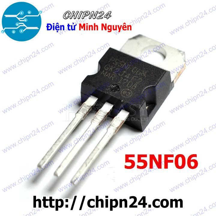 [2 CON] Mosfet 55NF06 TO-220 50A 60V Kênh N (P55NF06 STP55NF06)