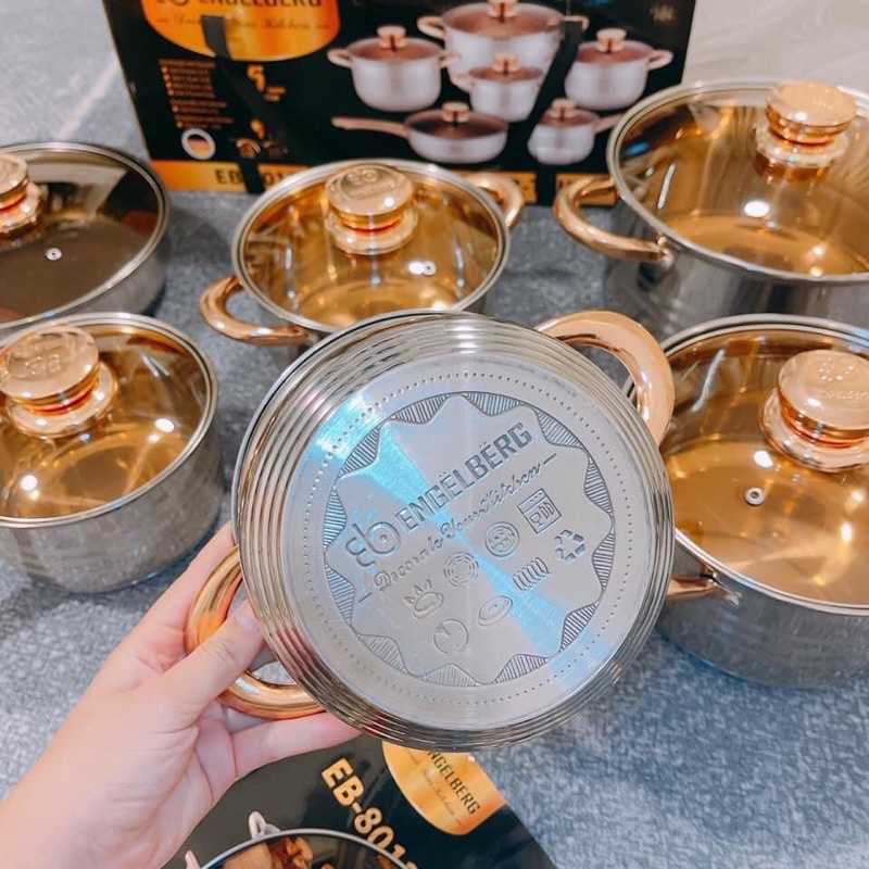 Bộ nồi 6 món 12 chi tiết dùng cho tất cả các loại bếp
