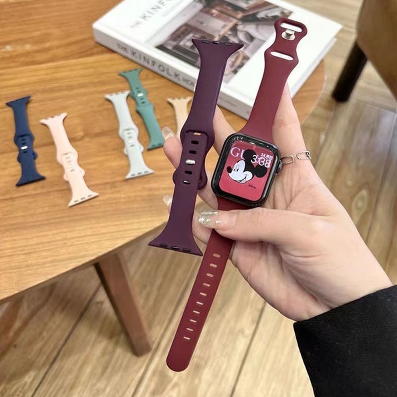 Dây Đeo Silicone Mỏng Cho Đồng Hồ Thông Minh Apple Watch Series 7 6 5 4 3 2 38mm 42mm iwatch 40mm 44mm 41mm 45mm