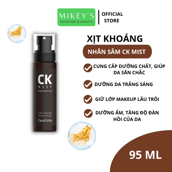 Xịt khoáng Dưỡng Da Ẩm Mượt Khóa Nền Carecella xuất xứ Hàn Quốc (95 ml)