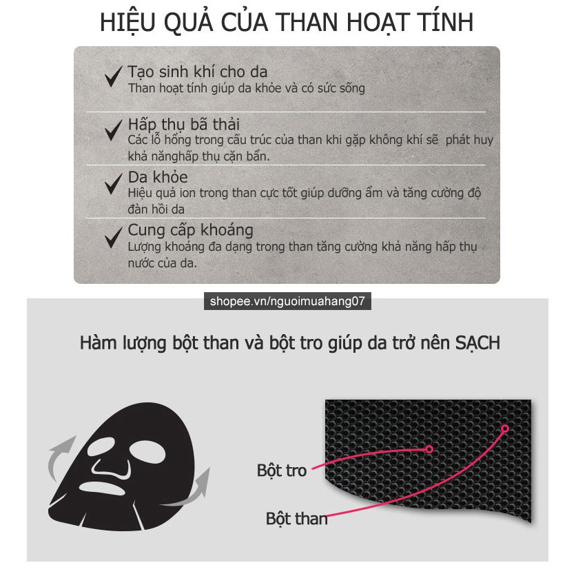 Mặt Nạ Than Hoạt Tính Se Khít Lỗ Chân Lông Cao Cấp SNP Charcoal Mineral Black Ampoule Mask