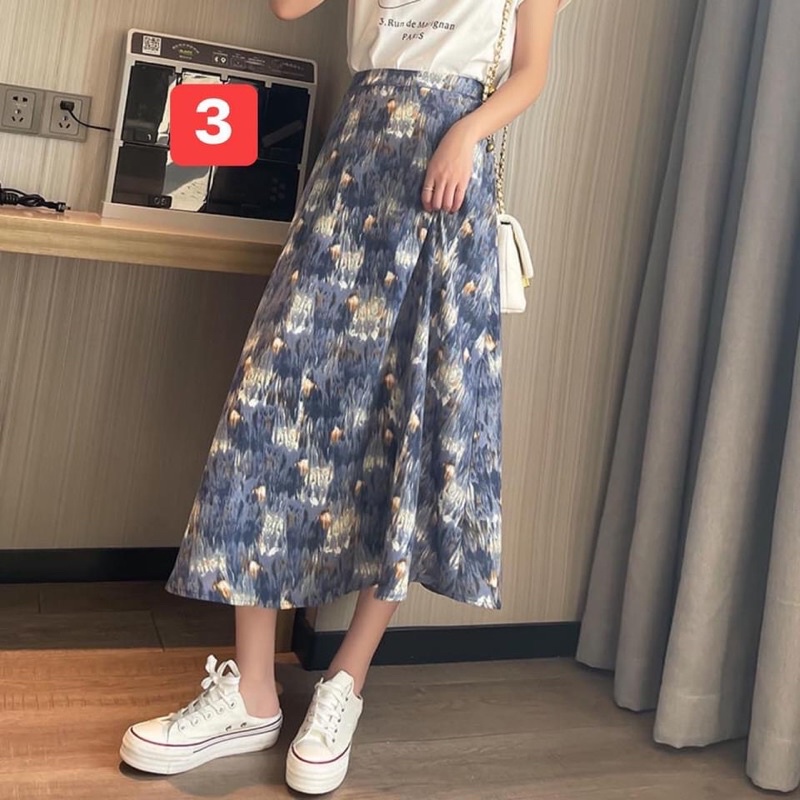 Chân váy hoa dáng dài