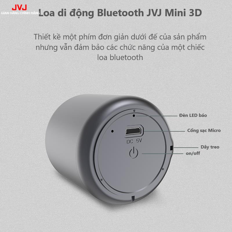 Bộ Loa di động Bluetooth JVJ Mini 3D BLT Không Dây - Âm Thanh Nổi Siêu Bass bỏ túi mang theo tiện lợi, Màu sắc yêu thíc