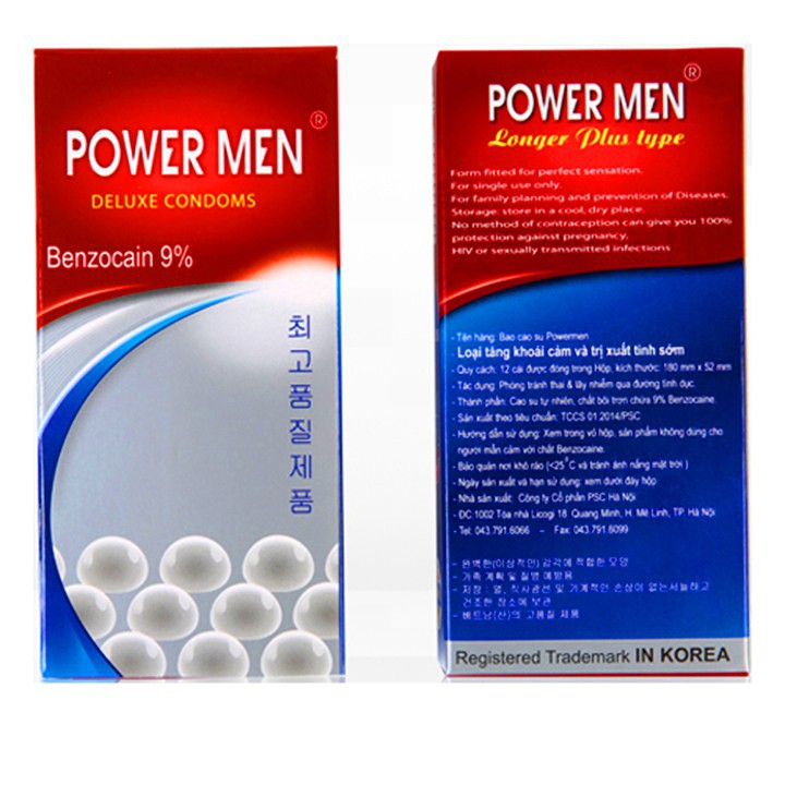 [CHÍNH HÃNG]Bao Cao Su Power Men Longer Plus Type (Hộp 12cái)(New)[SIÊU MỎNG.GÂN.GAI.BI] KÉO THỜI GIAN-YÊU SAY ĐẮM