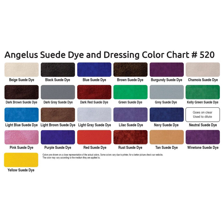 Bảng 2 - Màu nhuộm da lộn chính hãng Angelus - Angelus Suede Dye 3Oz (89ml)