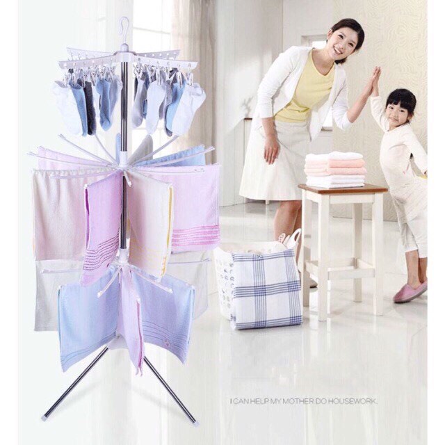 Giá treo phơi đồ cho bé, tất vớ, khăn xoay 360, có thể gấp gọn phơi được nhiều đồ