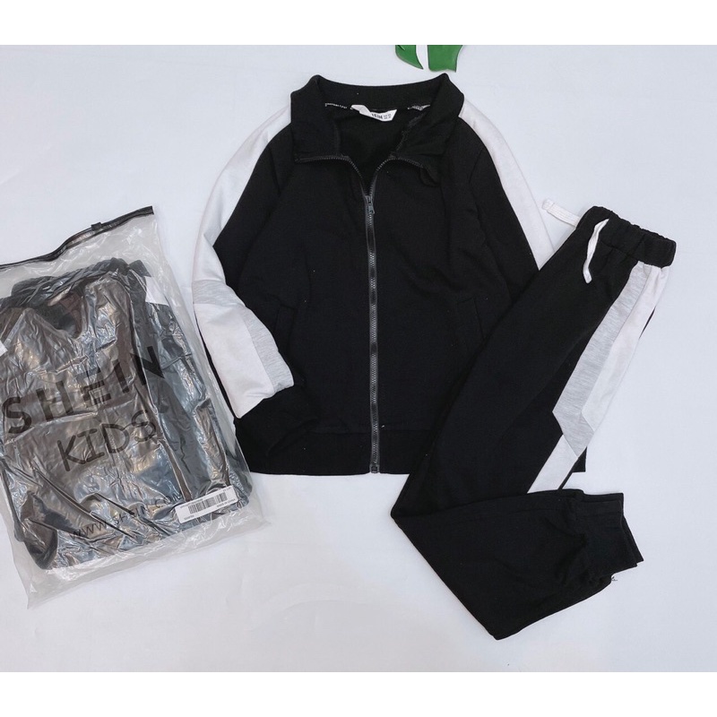 Bộ thu đông thể thao bé trai bé gái chất nỉ da cá xuất dư