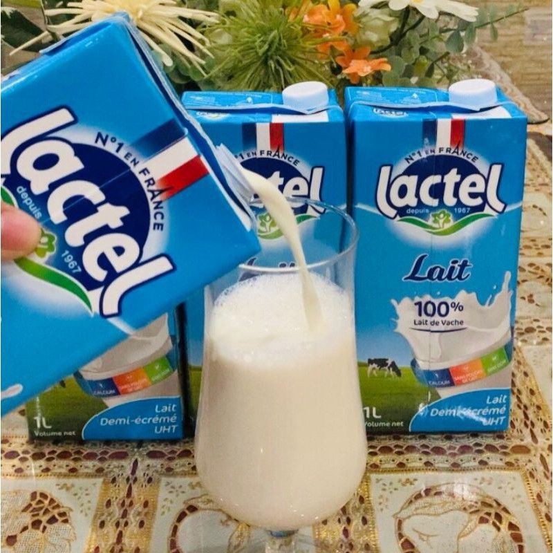 Sữa tươi Lactel tách kem loại 1lít nhập khẩu 100% từ Pháp