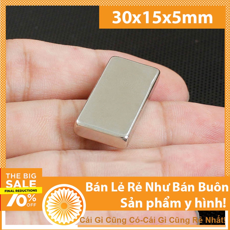 Nam châm vĩnh cửu 30x15x3mm, 30x15x5mm từ tính N35