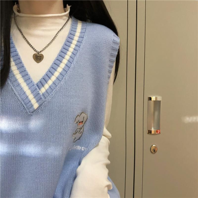 Áo len không tay tay cổ chữ V phong cách Hàn Quốc hợp thời trang cho nữ | BigBuy360 - bigbuy360.vn