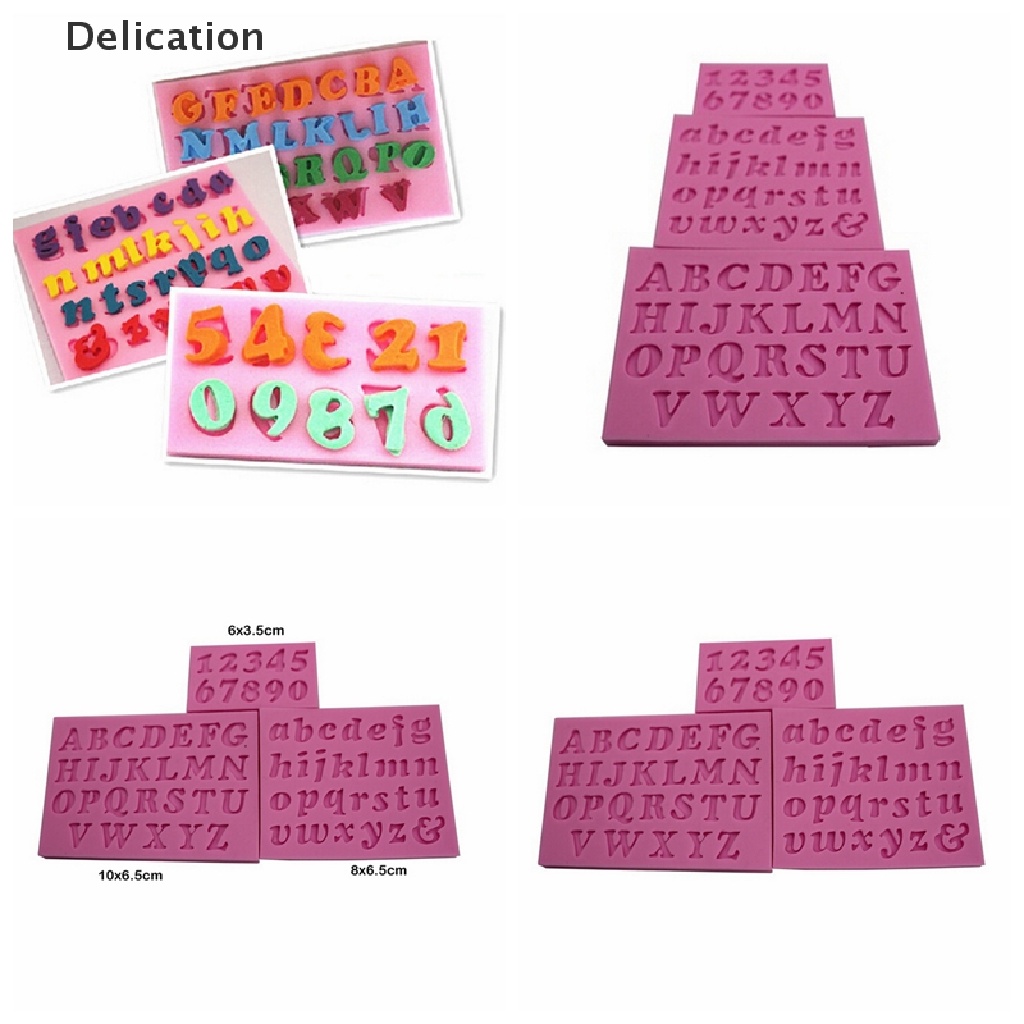 3 Khuôn silicon ELEBUY trang trí bánh fondant làm thủ công DIY hình chữ và số mini