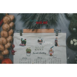 Phôi lịch thêu tay 2021