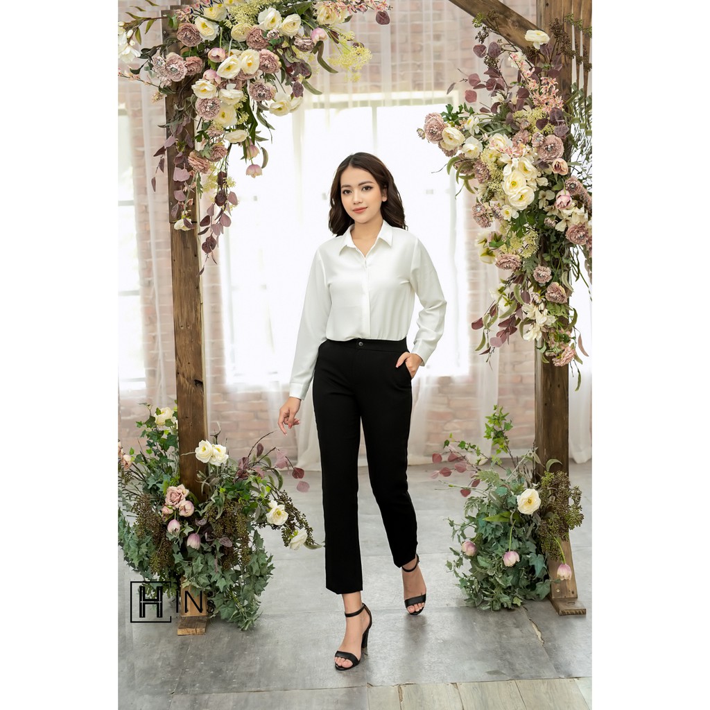 [Mã NOWSHIPT6HAPPY giảm 20k đơn 50k] Áo sơ mi giấu khuy Trắng, vải lụa Hàn cao cấp, không nhăn nhàu | BigBuy360 - bigbuy360.vn