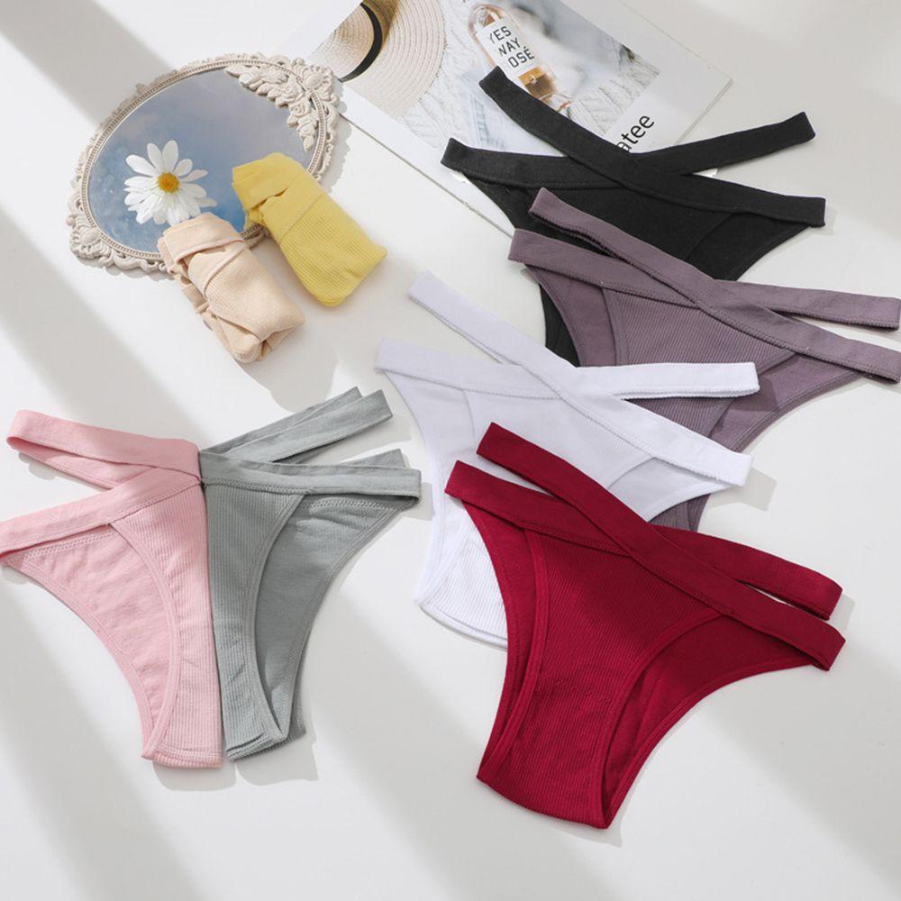 AROMA Quần Lót Cotton Mềm Mại Lưng Thấp Màu Trơn Gợi Cảm Cho Nữ